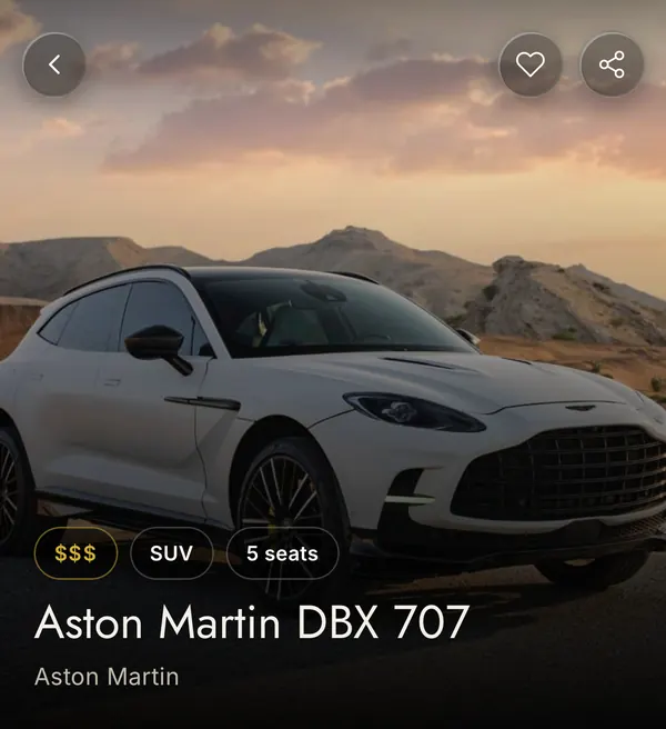 A supercar in the app