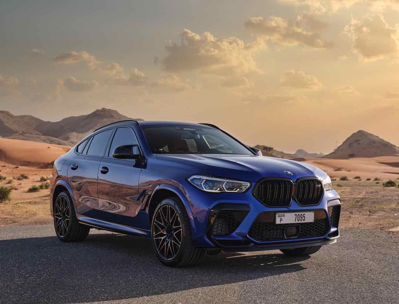 BMW X6 M Competition Blue, luxury car rental in Dubai, photo 1