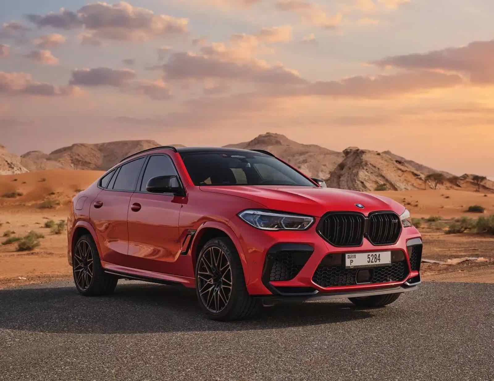 BMW X6 M Competition Red, luxury car rental in Dubai, photo 1