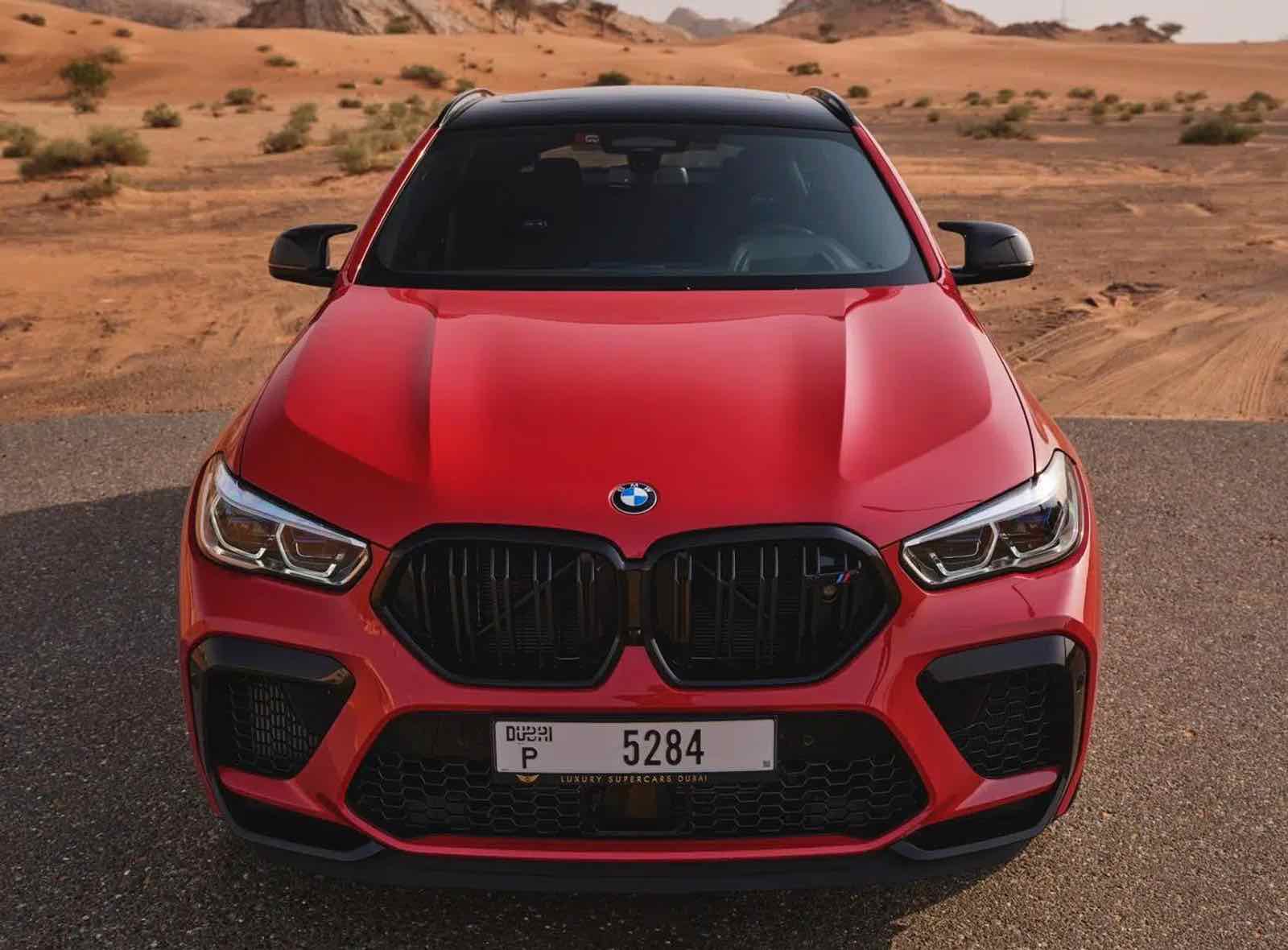 BMW X6 M Competition Red, luxury car rental in Dubai, photo 3