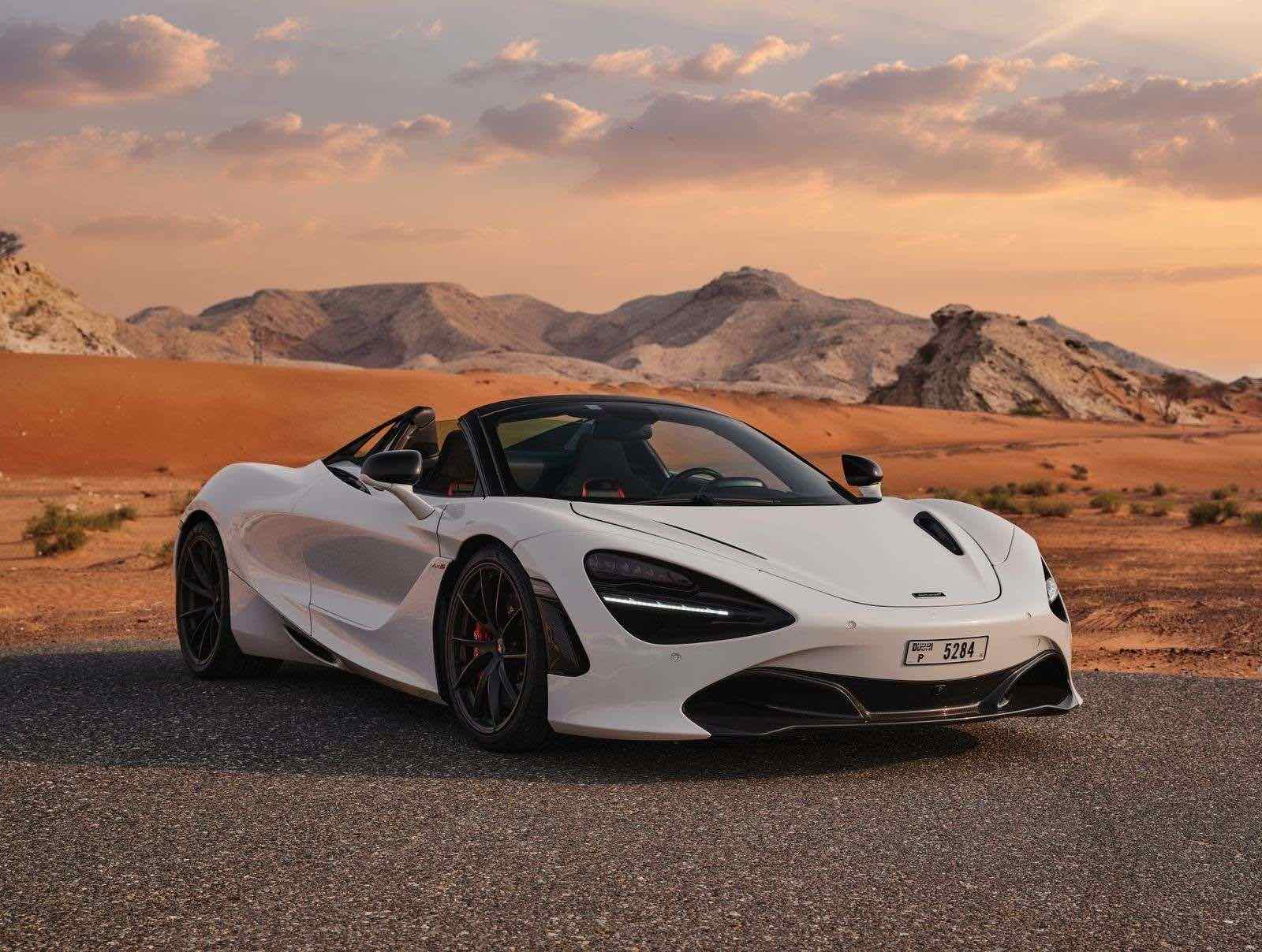 McLaren 720S Spyder White, luxury car rental in Dubai