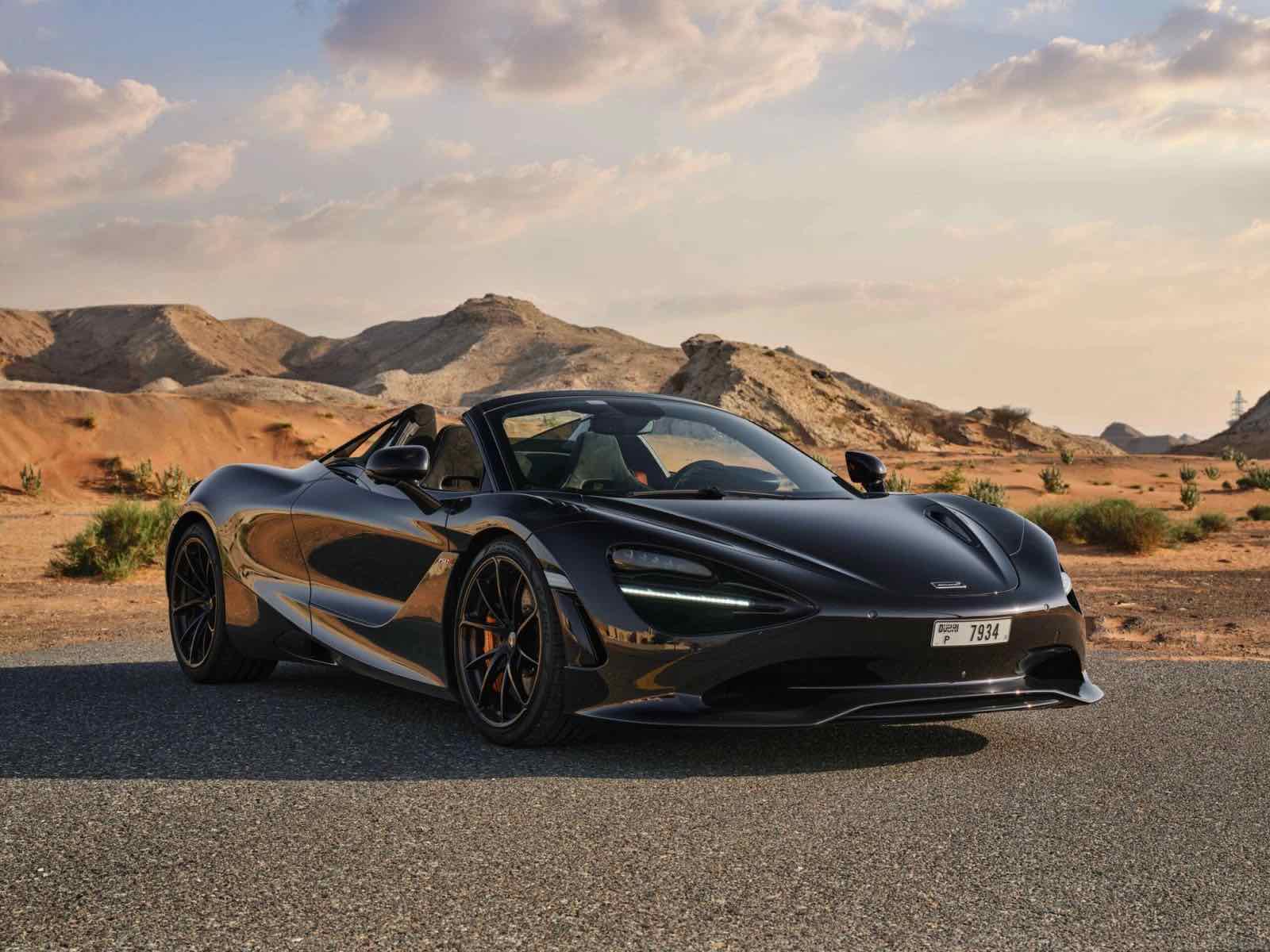 McLaren 750S Spyder Black, luxury car rental in Dubai