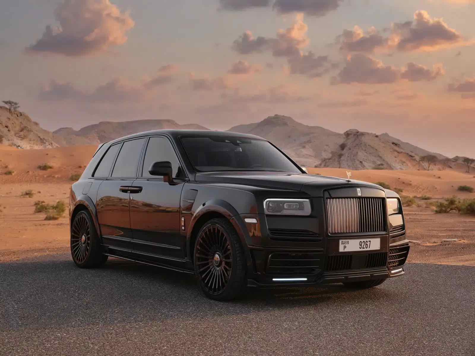Rolls Royce Cullinan Mansory Black, luxury car rental in Dubai, photo 1