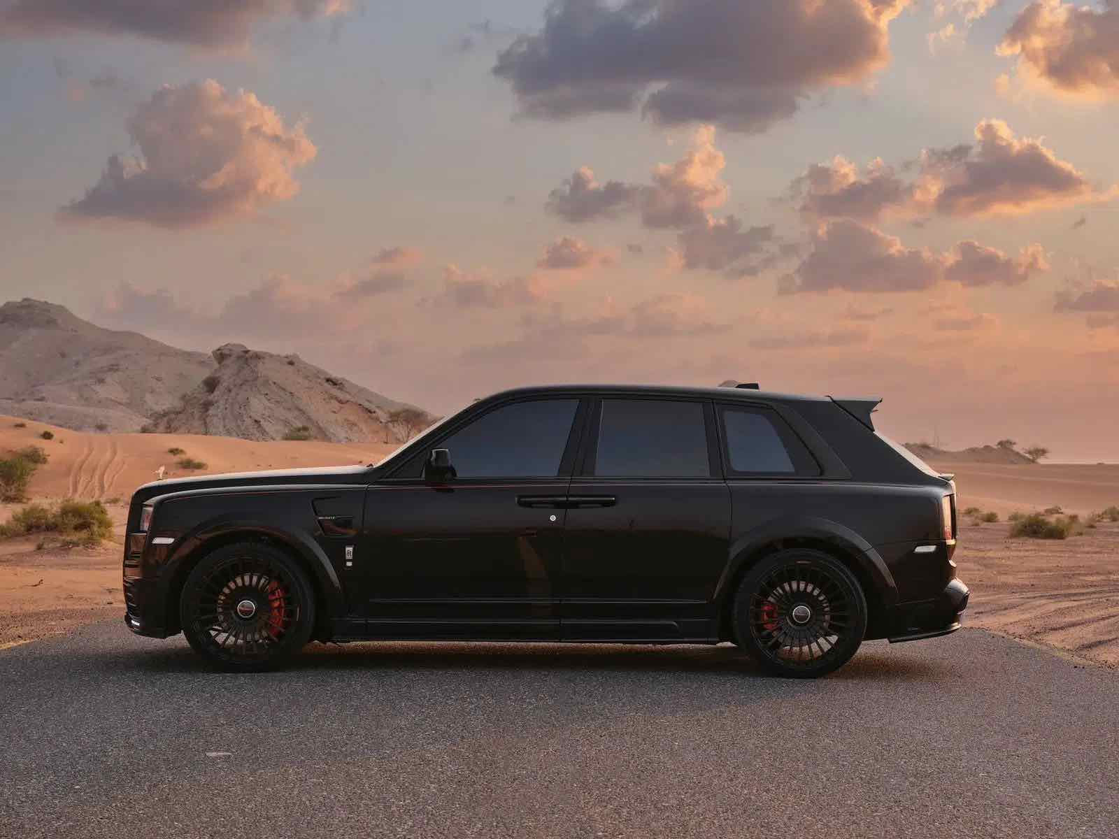 Rolls Royce Cullinan Mansory Black, luxury car rental in Dubai, photo 2